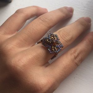 Beaded flower ring